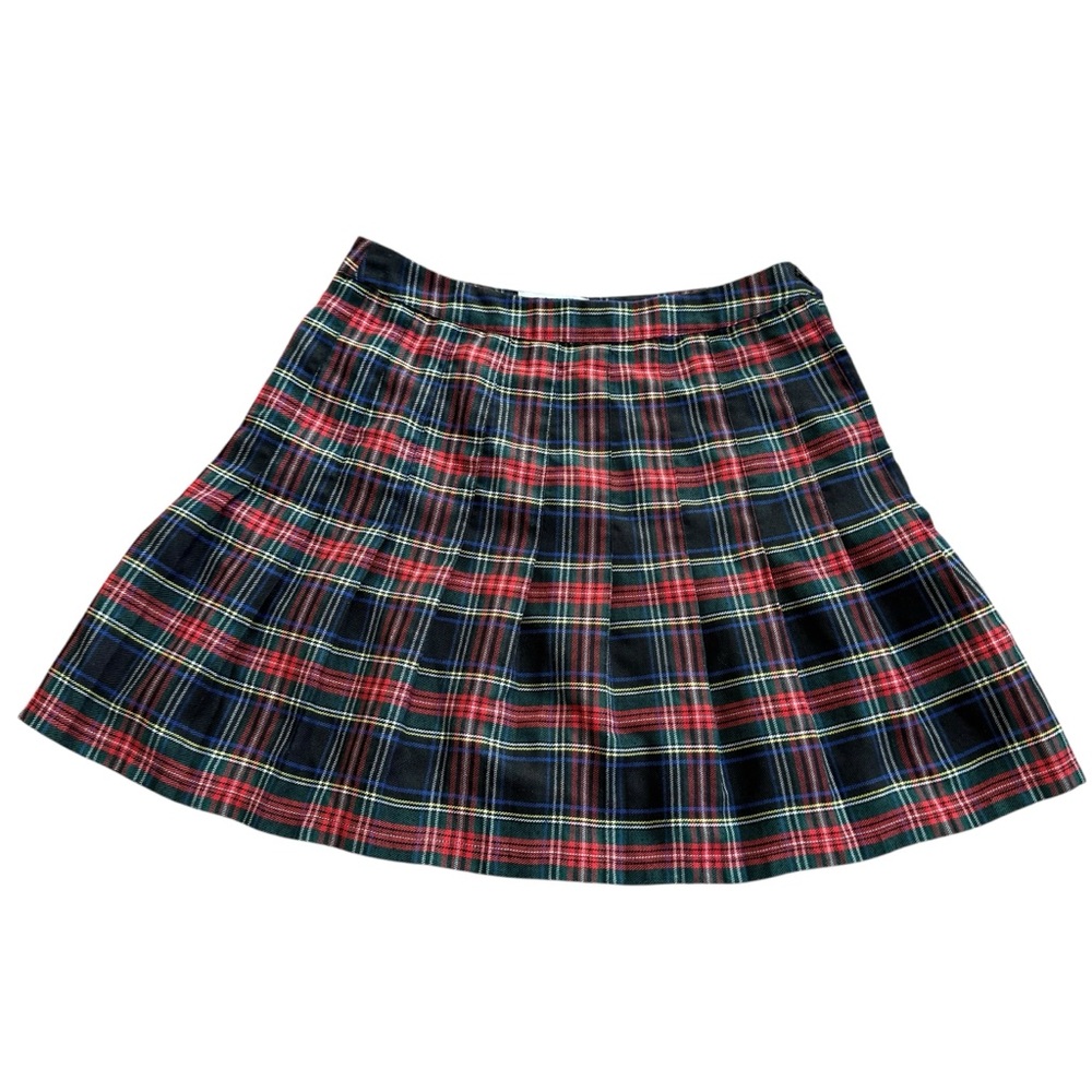 Urban Outfitters Red and Black Plaid Pleated Mini Skirt